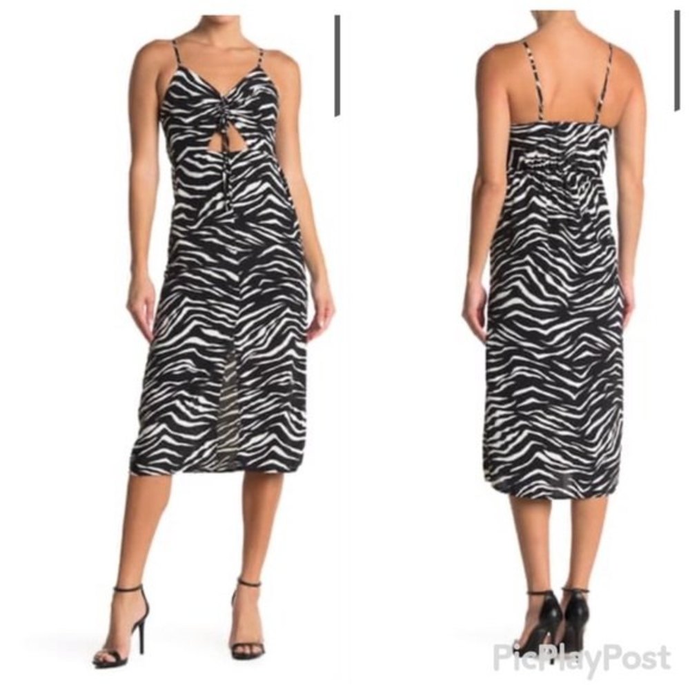 NWT Topshop Molly Front Cutout Zebra Midi Dress